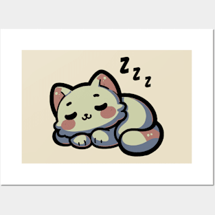 Kawaii Catnap Cute Sleeping Kitty Adorable Naptime Posters and Art